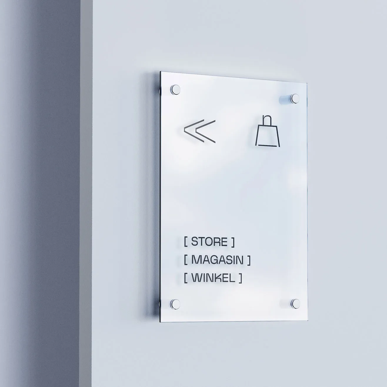 Plaque de signalétique murale transparente